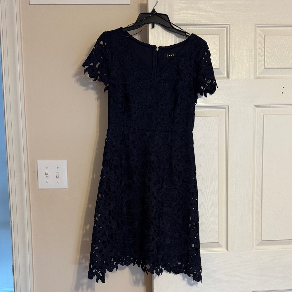 DKNY Midnight Blue Lace Midi Dress